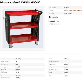 Výprodej kanceláře - vybavení – Dílenský vozík 1500 Kc - 2