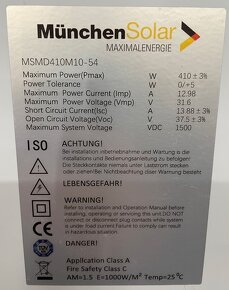 Fotovoltaický panel  München MSMD410M10-54 410 W - 2