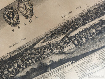 Hollar rytina zasklená Praha 1636 veduta 104x37cm v rámu - 2