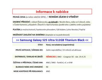 Samsung Galaxy S25 Ultra 512GB černý NOVÝ NEROZBALENÝ - 2