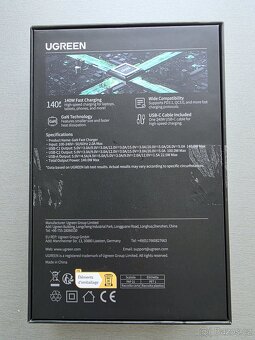 UGREEN USB-A 2xUSB-C 140W GaN Rychlonabíječka šedá - 2