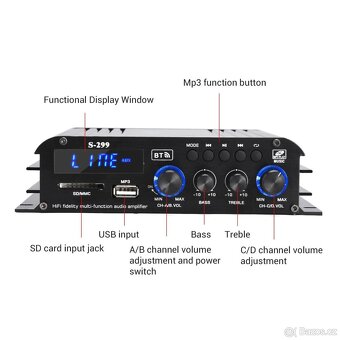 Zesilovač S299 4x 40W Bluetooth - 2