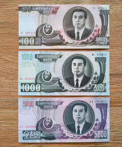 Severní Korea - 3 bankovky s Kimem - 2