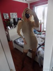 Nové dámské bežové svetrové šaty vel.S/M - 2
