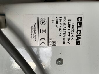 Radiátor Aster 2000 / 230 V - 50 Hz, 2000 W - 2
