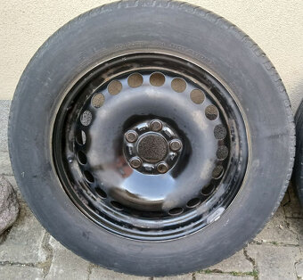 4x plechové disky 5x108 + pneu letní 215/60 R16 - 2