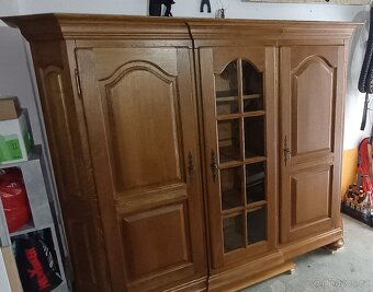 Rustikální policová dubová skříň š 213x v164x h49 cm - 2