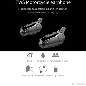 TWS náhlavní souprava na motorku pro hladkou komunikaci - 2