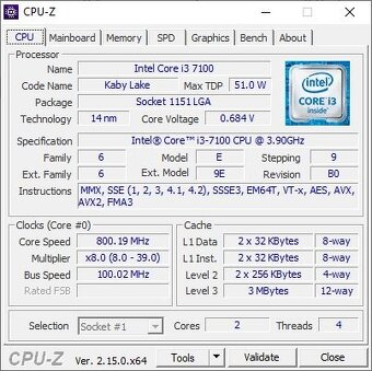 Procesor Intel Core i3 7100 (3.90 GHz) socket 1151 - 2