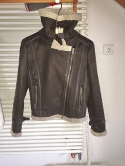 Mango hnědá kožená bunda - 2