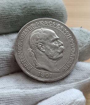 Stříbrná 5 koruna RU 1907 KB 40.výročí korunovace - 2