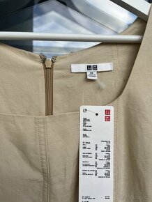 Béžové lněné midi šaty od Uniqlo - 2