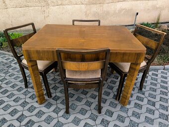 Starožitný Art Deco jídelní stůl+ 4 židle - 2