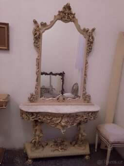 Konzola s anjelmi so zrkadlom -barokní - 2