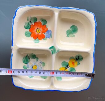 DITMAR URBACH – stará ručně malovaná dělená mísa, 4 přihrádk - 2