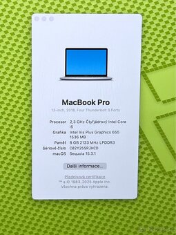 MacBook Pro 13” 2018/8GB RAM/i5/256GB SSD/ Záruka - 2