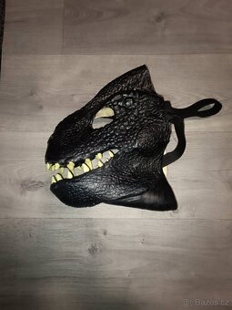 Černá dinosauří fursuit maska pro děti - 2