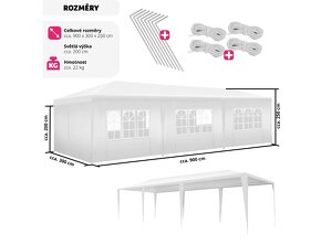 Pavilon - zahradní stan 9x3m skládací bílý - 2