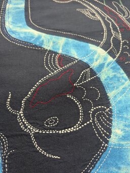 Sashiko: Vlajka s koi kaprem a japonské prostírání - 2