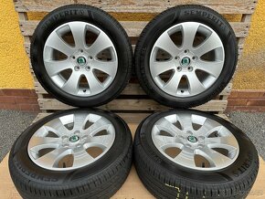 Alu kola 5x112 r16 Škoda Spectrum + zánovní pneu 205/55/16 - 2