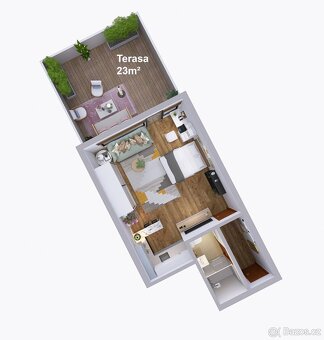Moderní byt 62m² 1+kk s terasou, garážovým stáním a komorou - 2