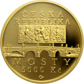 Zlatá mince 5000Kč Most v Náměšti nad Oslavou ČNB 2012 PROOF - 2
