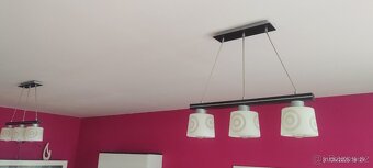 Závěsný stropní lustr, 3 stínidla, wenge, 3x LED - 2