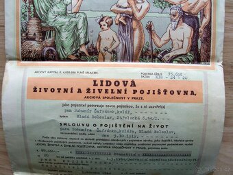 Stará pojišťovací smlouva z roku 1919 - 2