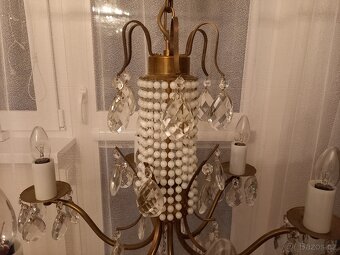 starý mosazný lustr s ověsy - 2