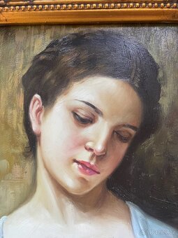 Obraz dívky - olej v rámu - 2