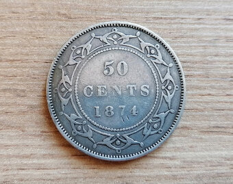 Stříbro 50 Cents 1874 kolonie Newfoundland stříbrná mince - 2