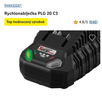 Nabíječka AKU baterií Parkside 20 V 4,5 A - 2