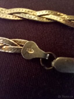 Stříbrný zlacený náhrdelník cop - 2
