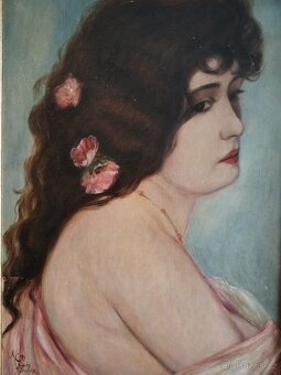 obraz DÁMA, PORTRÉT, olej na kartonu, kopie Ženíšek - 2