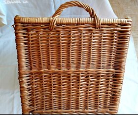 Vintage -proutěný koš na prádlo - velký - 2