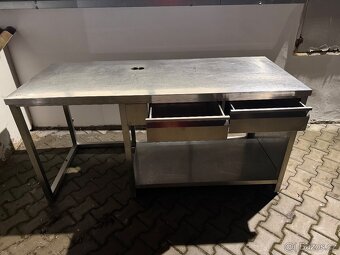 Nerezový stůl, 2x šuplík - 2