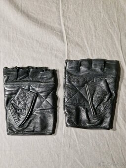 Kožené rukavice bezprsté, černé - 2