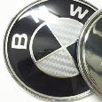 Znak BMW černobílý  carbon 74 mm - 2