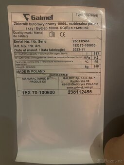 Akumulační nádrž Galmet 1000l - 2