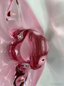 J. Hospodka Velká mísa 37 cm, růžové hutní sklo - 2