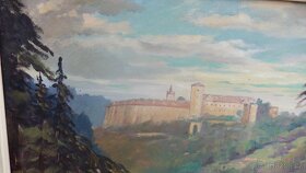 Obraz  hrad Bítov, olej na plátně , signováno Petr V. 1952 - 2