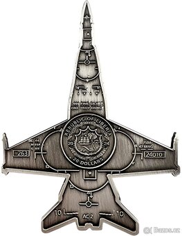 Stříbrná mince FIGHTER JET, 1 oz, 20 $, Libérie 2024 - 2