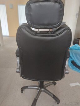 KANCELÁŘSKÉ KŘESLO, vzhled kůže, černá, barvy stříbra - 2