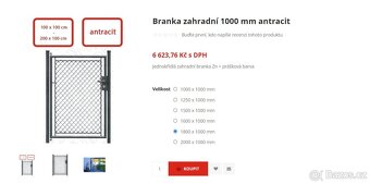 Zahradní branka 1800x1000 antracit - 2