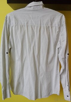 Pánská košile slim fit vel. L bílá s proužky - 2