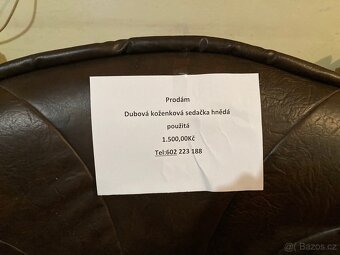 Koženková sedačka ,dubová konstrukce - 2