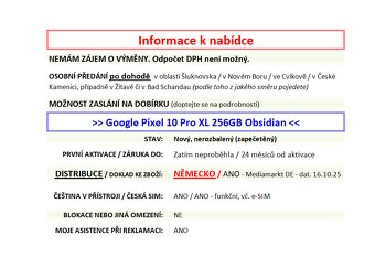 Google Pixel 10 Pro XL 256B Obsidian NOVÝ NEROZBALENÝ - 2
