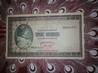 KUPTE SI nebo Jí KARLŠTEJN  1000 kčs 1945 vzácná, první sér - 2