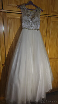 English Rose Bridal - svatební šaty bílé s kamínky S - 2