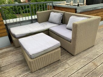 Venkovní sedací ratanová souprava béžová - 2